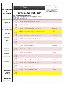 Planning du 1er Trimestre 2013-2014