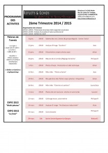 Planning 2ème trimestre 2014-2015