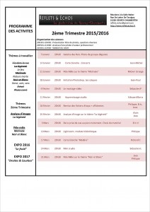 Planning 2ème trimestre 2015-2016